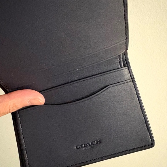 NWOT Coach Leather Wallet With Cherry Print Dark Blue/Navy Blue - Picture 5 of 5